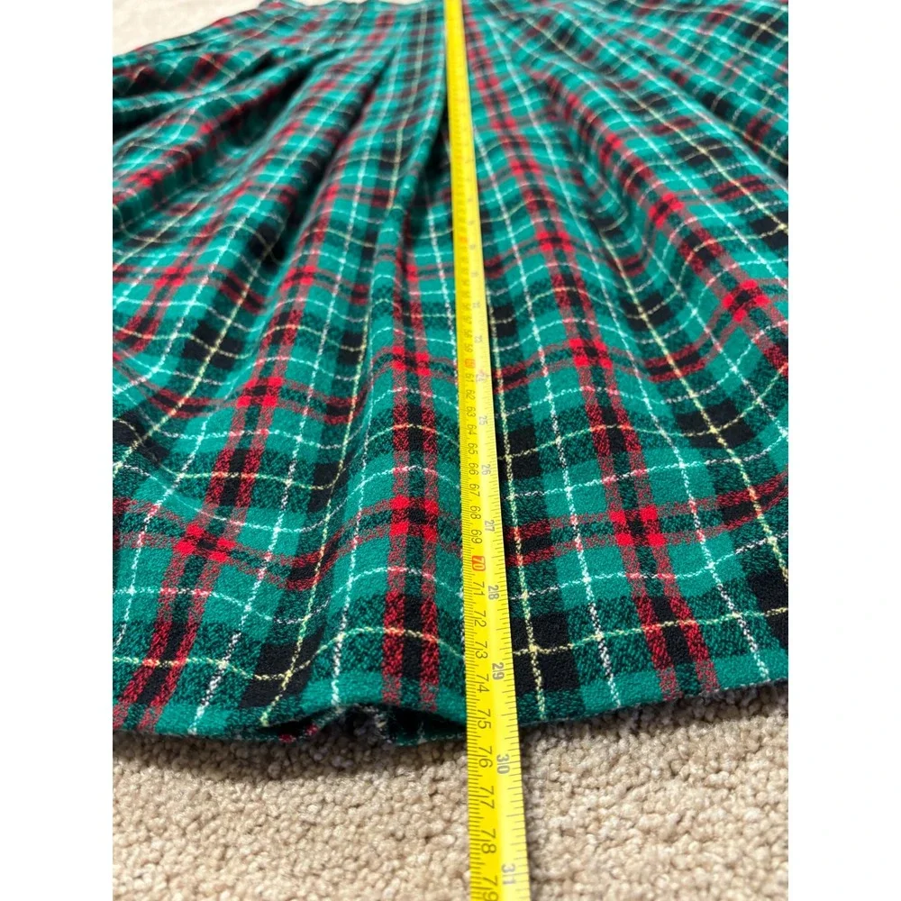 Pendleton Classic Plaid Wool Pleated Midi Skirt‎ Size 8 Green Red Black